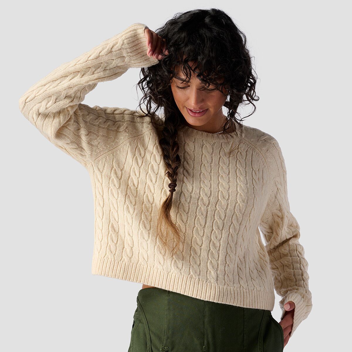 Stoic Cable Crewneck Sweater - Women's Egret, S