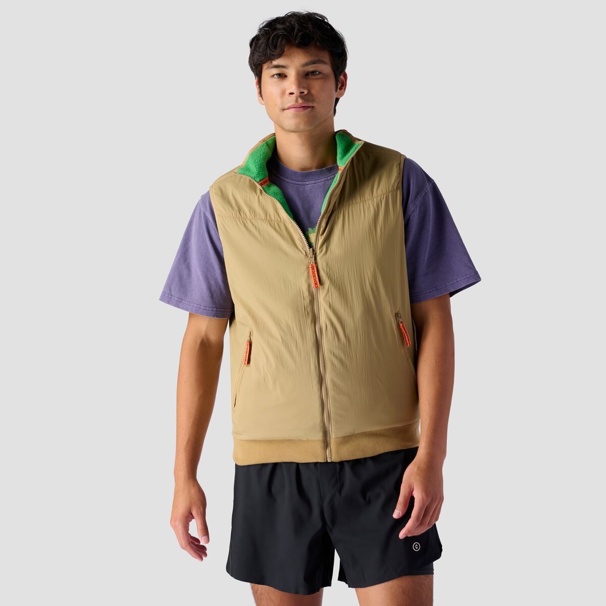 Stoic Reversible Polar Fleece Vest - Men's Green Bee/Kelp, M