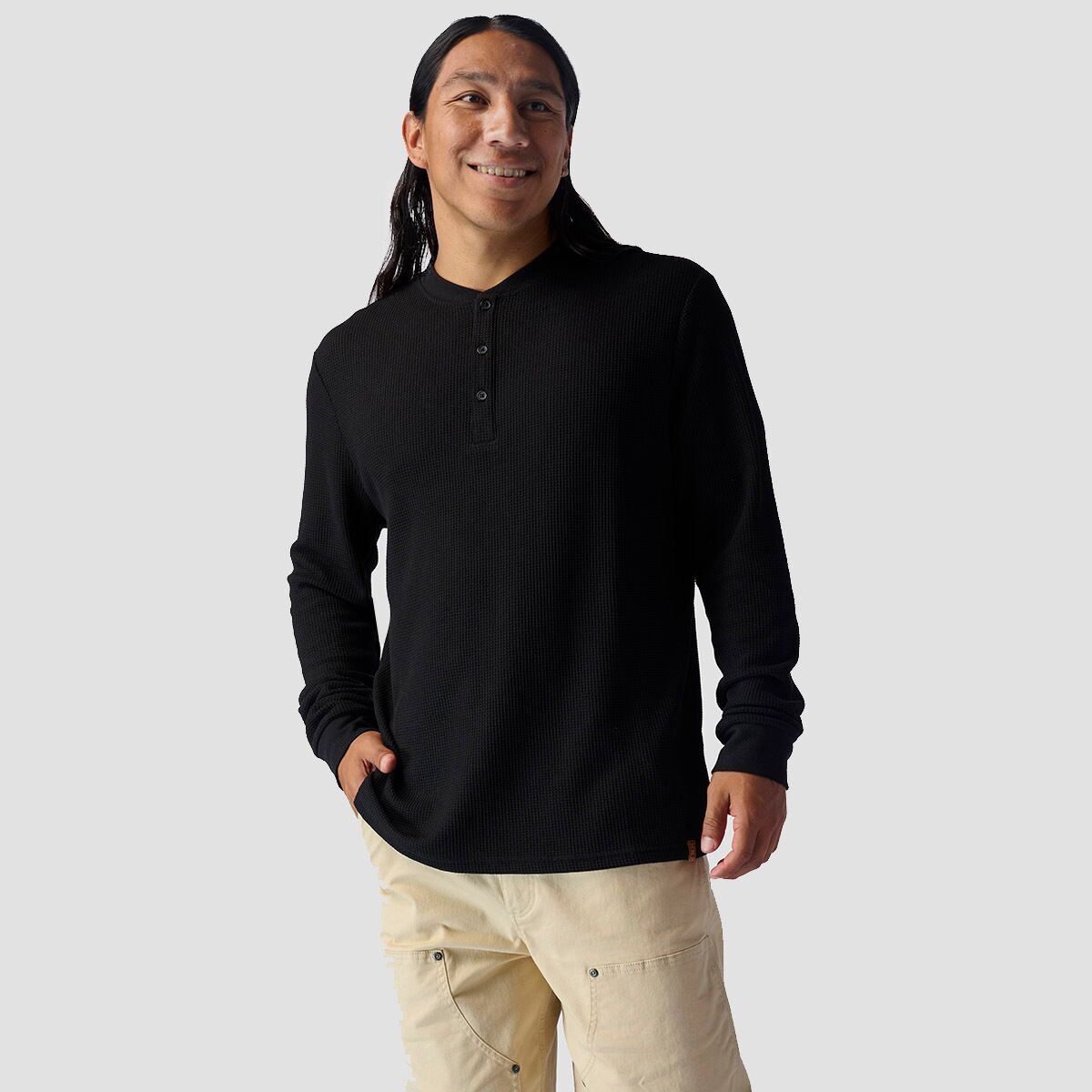 Stoic Wicking Waffle Long-Sleeve Henley - Men's Stretch Limo, L