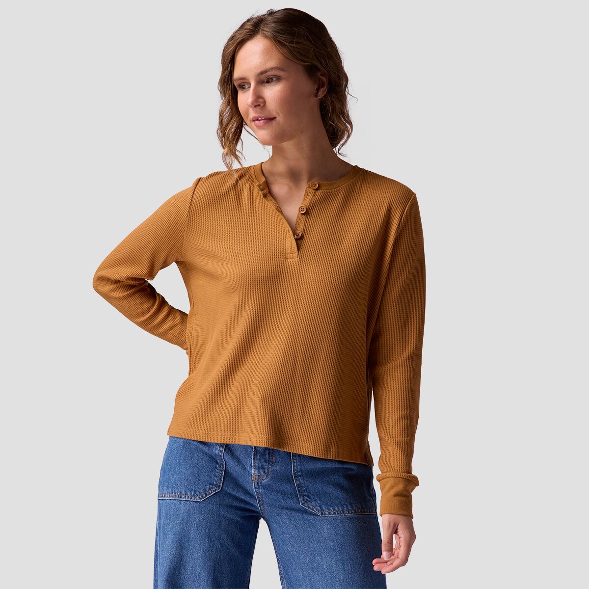 Image of Stoic Wicking Waffle Long-Sleeve Henley - Women's Brown Sugar, XS