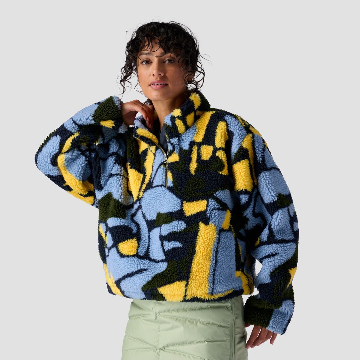 Stoic Printed Fleece 1/4-Zip Pullover - Women's Blue Geo Print, S