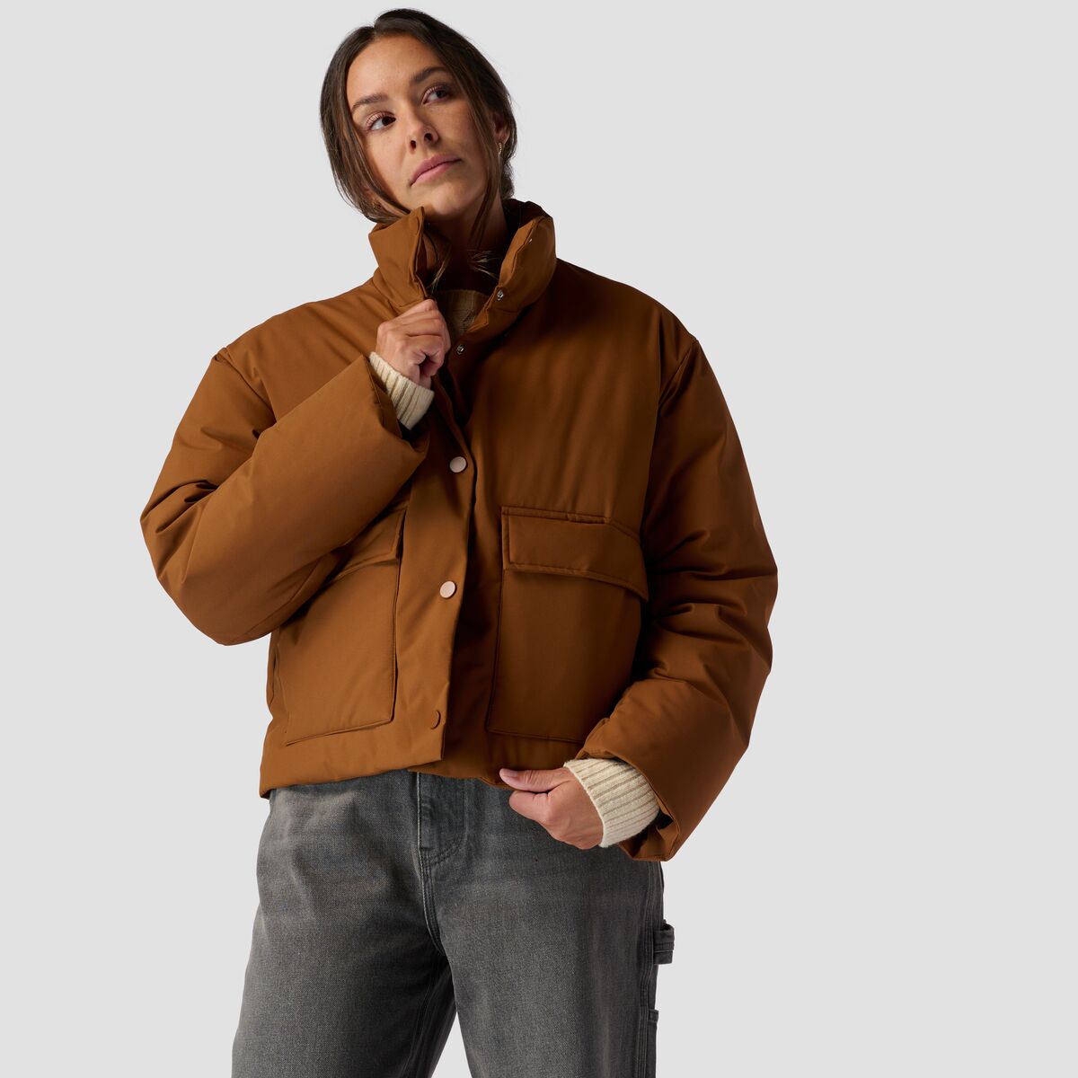 Stoic Cropped Boxy Snap Front Puffer - Women's