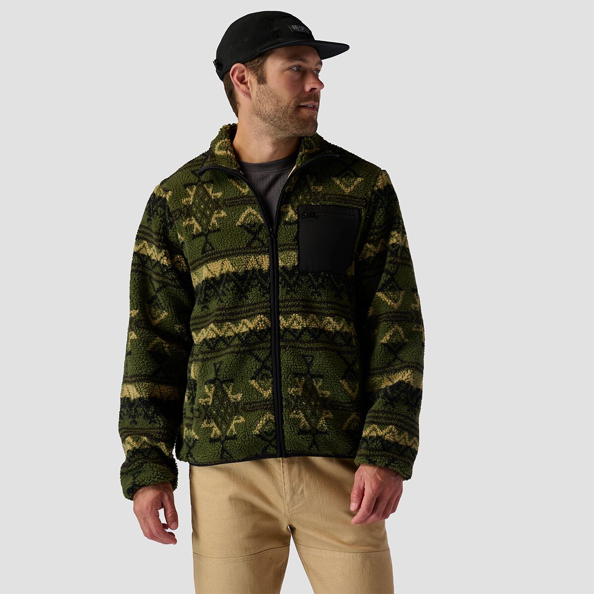Stoic High Pile Printed Fleece Jacket - Men's Agave Green Print, L