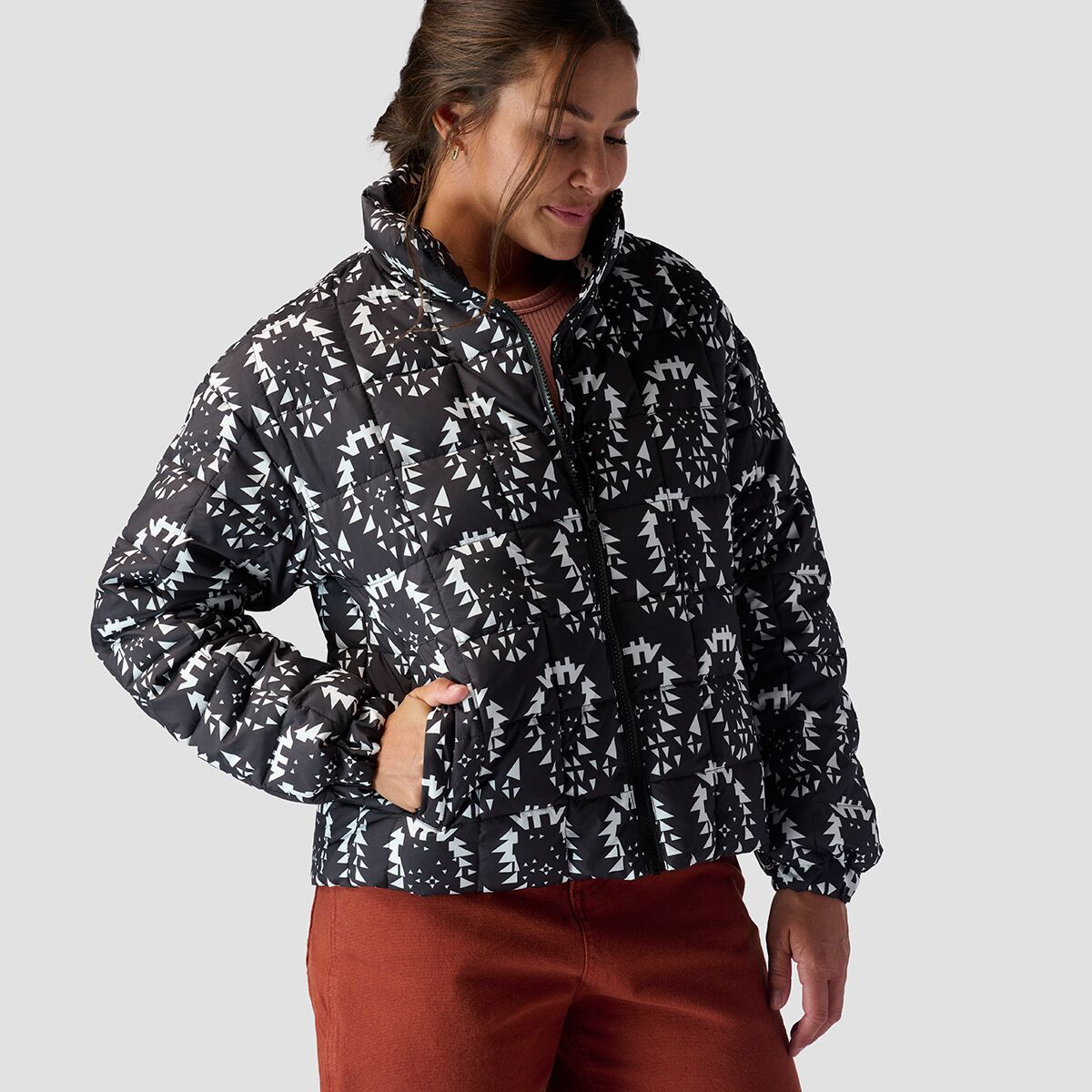 Image of Stoic Printed Quilted Puffer - Women's Midnight Navy Nordic Print, S