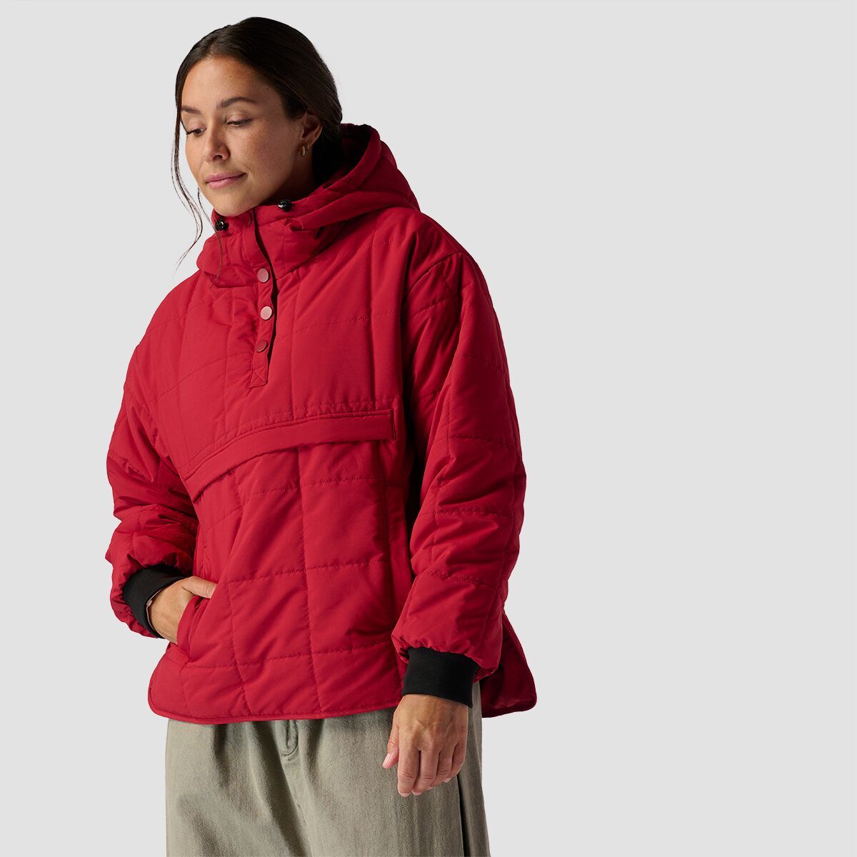 Stoic Quilted 1/2 Snap Pullover - Women's Cranberry, S