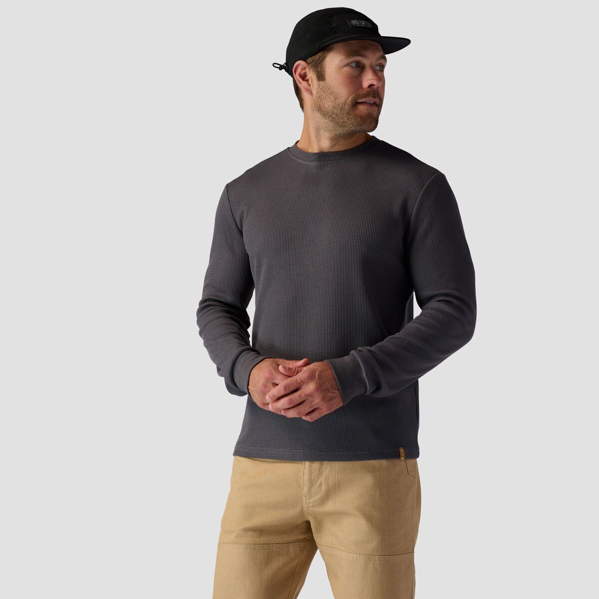 Stoic Wicking Waffle Long-Sleeve Crew - Men's Dark Heather Grey, L