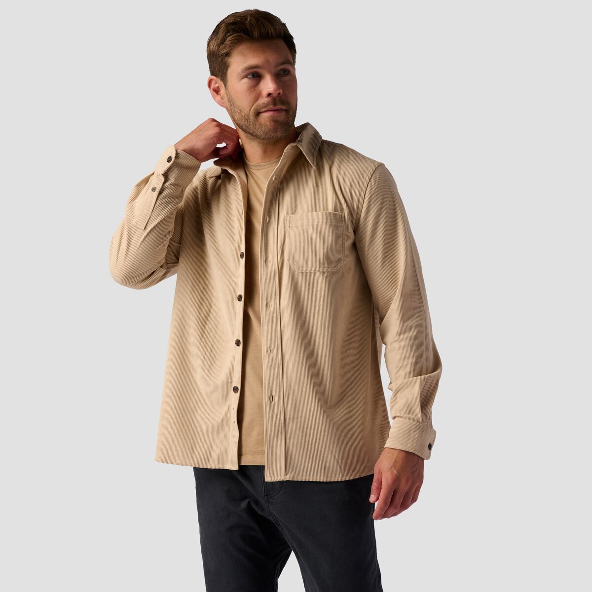 Stoic Corduroy Button Up - Men's Pebble, XL