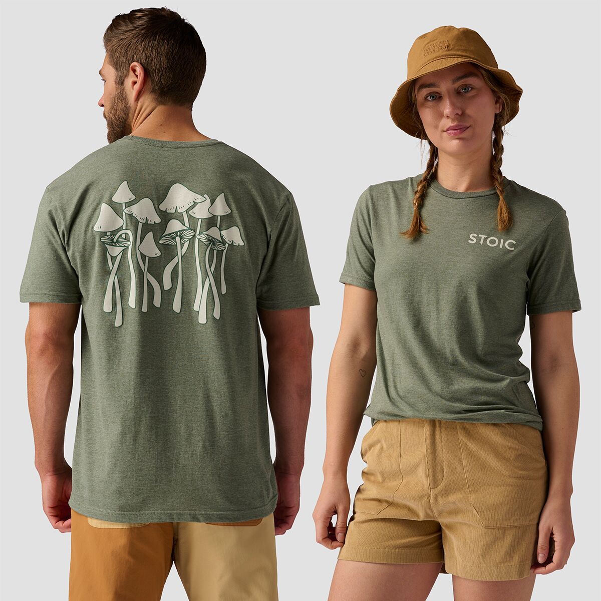 Stoic Shroom T-Shirt Heather Military Green, XXL