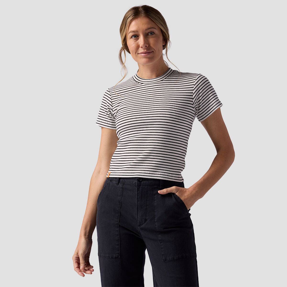 Stoic Tiny T-Shirt - Women's Black & White Stripe, XL