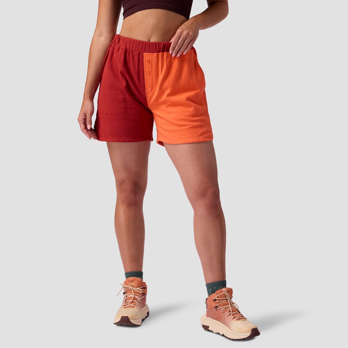 Stoic Finnley Flannel Short - Women's Tigerlily/Red Ochre, M