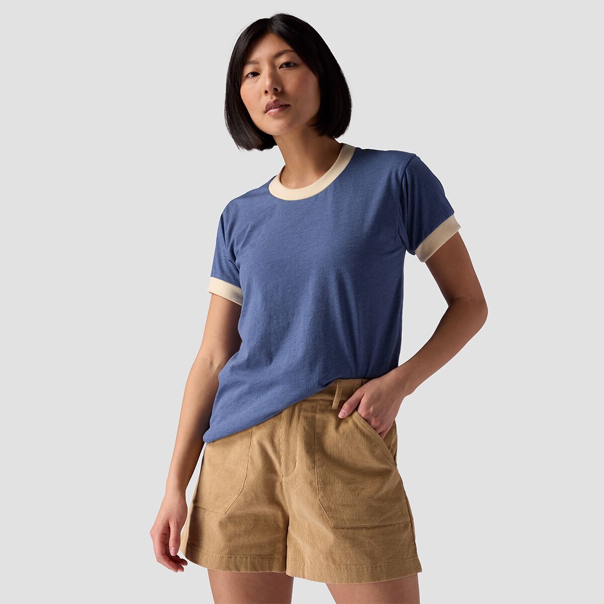 Stoic Ringer Short-Sleeve T-Shirt - Women's Light Navy/Cream, XL