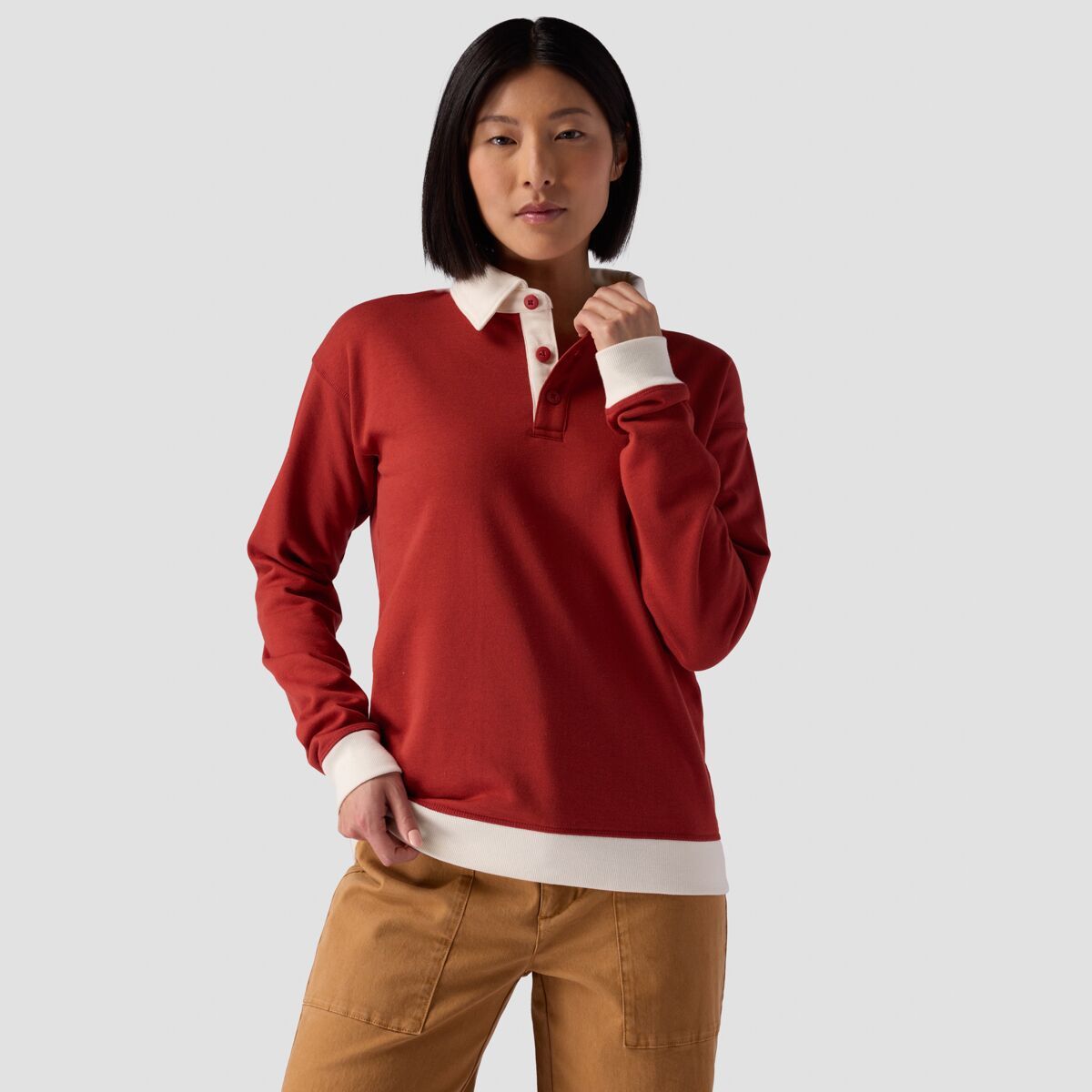 Stoic Vintage Gym Rugby Sweatshirt - Women's Red Ochre/Tigerlily, XL