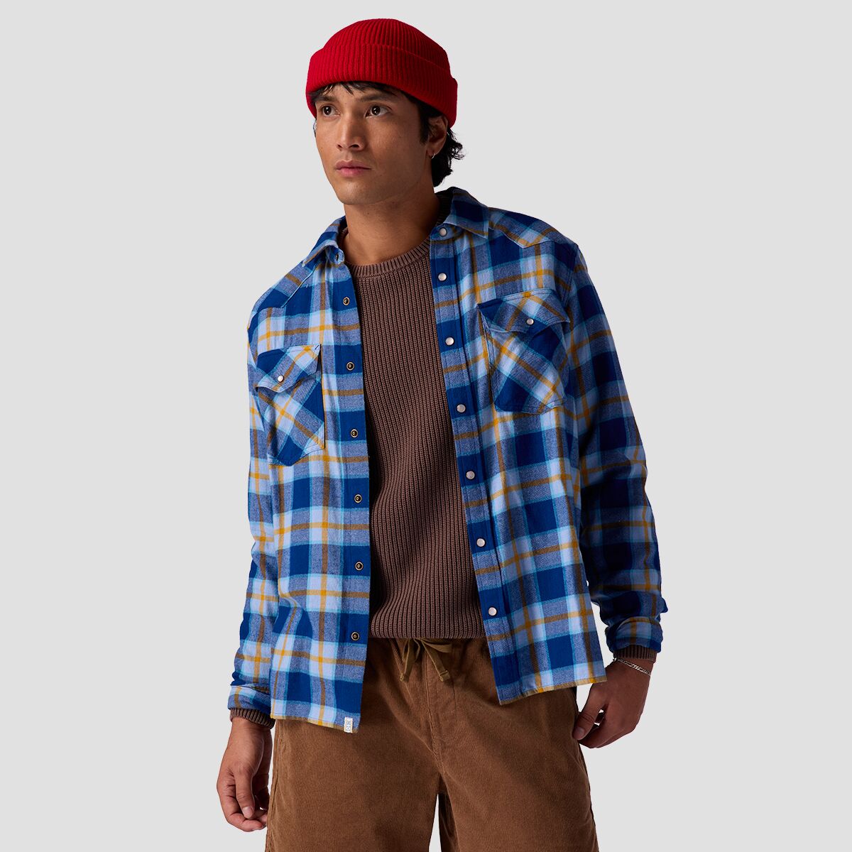 Image of Stoic Giddy-Up Snap-Up - Men's Pageant Blue Plaid, M