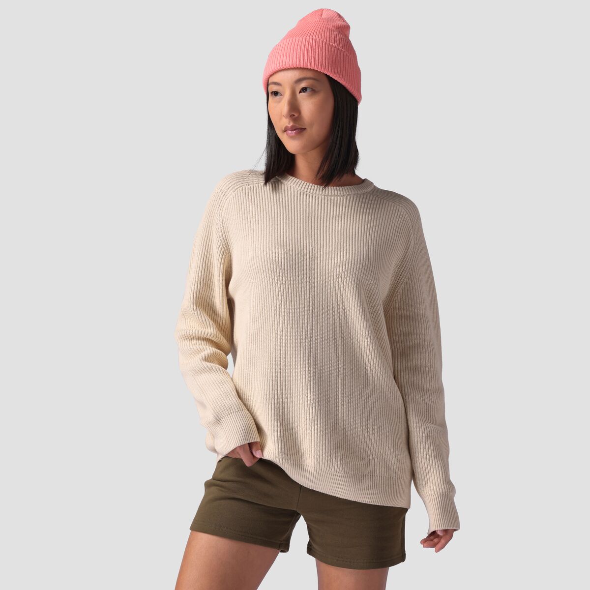 Stoic Oversized Cotton Fisherman s Sweater Women s Clothing