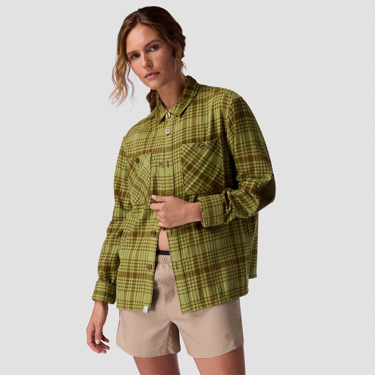 Stoic Aspen Elbow Patch Flannel - Women's Epsom Tonal Plaid, S