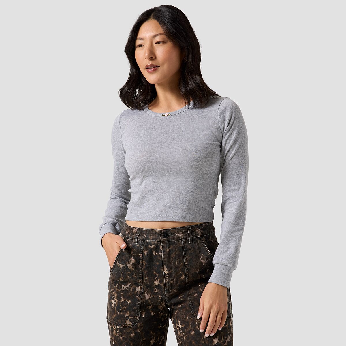 Image of Stoic Rosette Long-Sleeve T-Shirt - Women's Heather Grey, XL