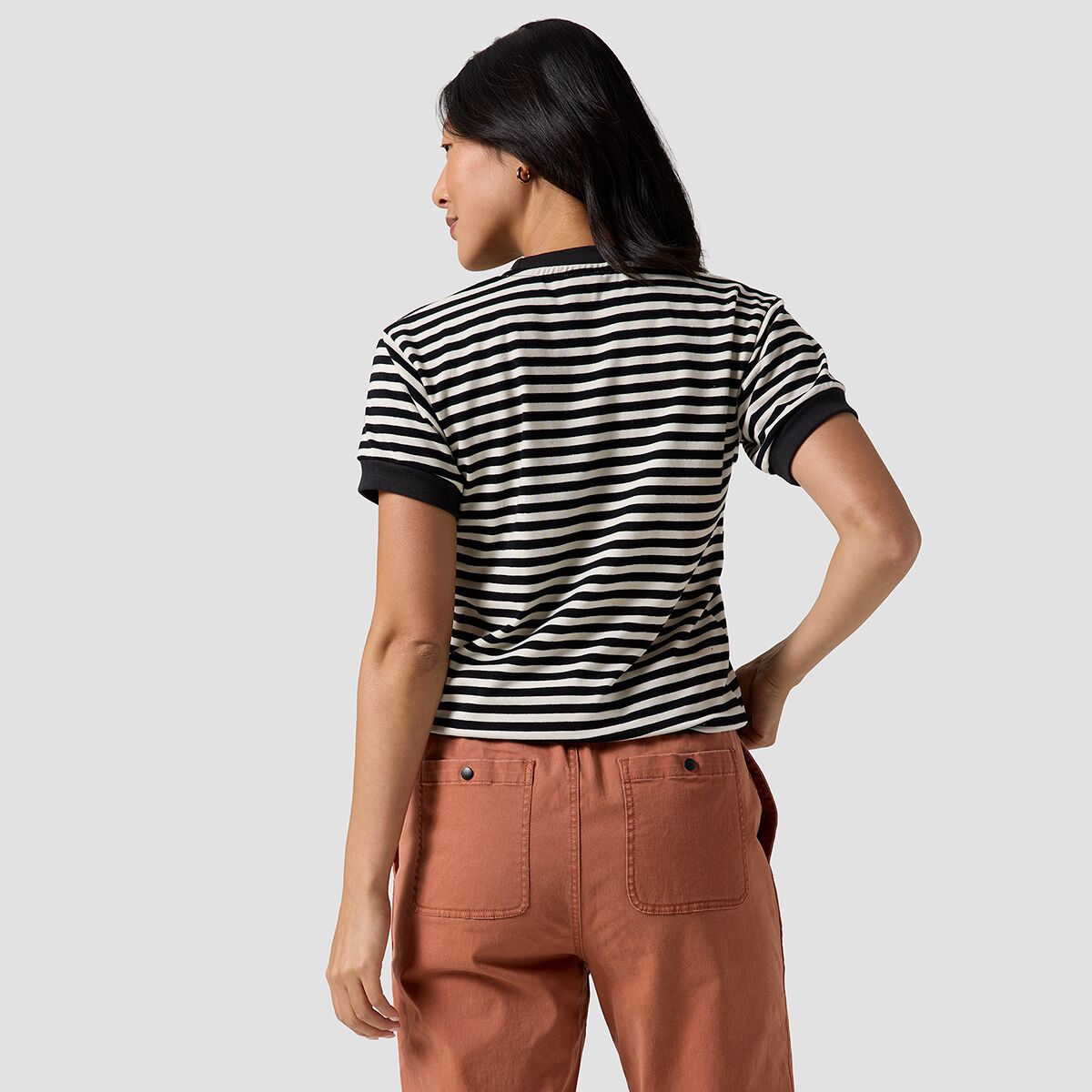 売れ筋商品|||ストイック カットソー トップス レディース Striped Ringer Short-Sleeve T-Shirt - Women's Black/White Stripe Stoic Striped Ringer Short-Sleeve T-Shirt - Women's
