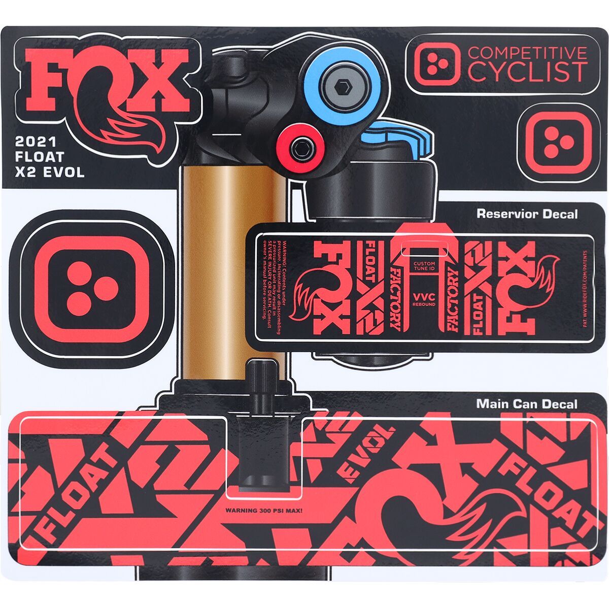 Image of Stikrd Fox X2 Decal Kit Yeti Watermelon, One Size