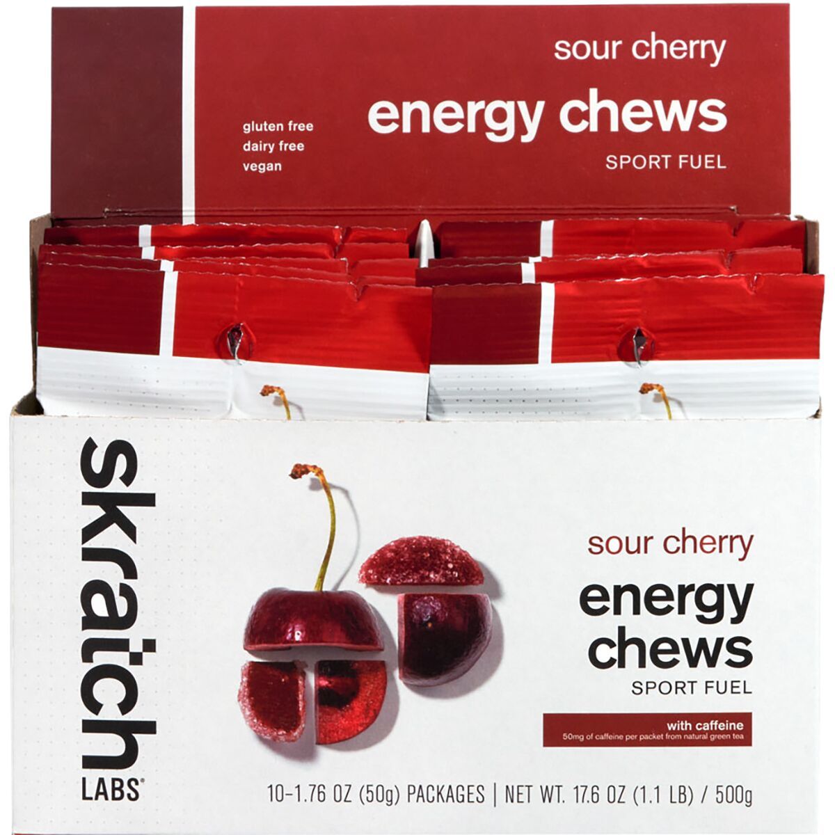 Image of Skratch Labs Energy Chews Sport Fuel - 10-Pack Caffeinated Sour Cherry, 10 Pack