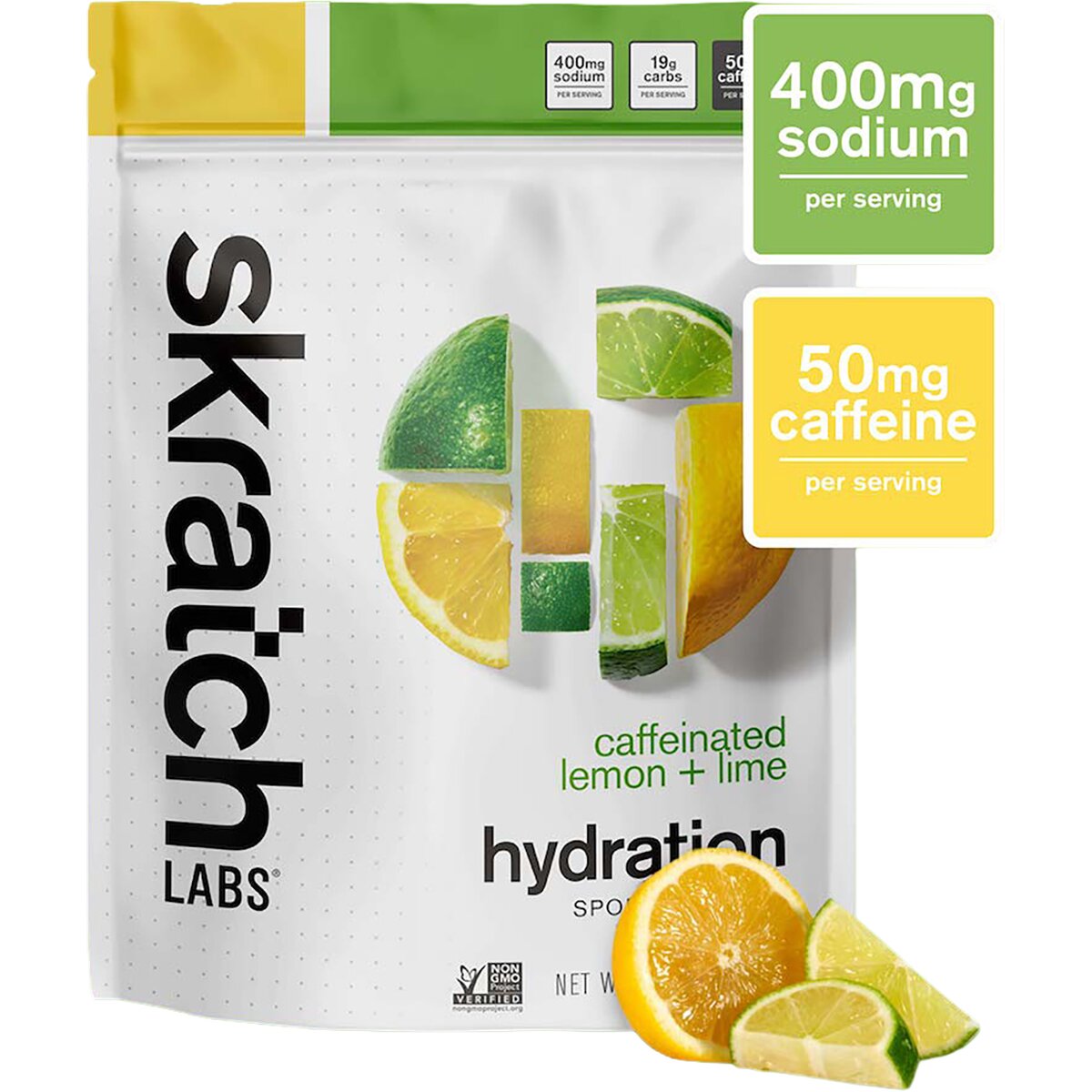 Image of Skratch Labs Hydration Sport Drink Mix - 20-Serving Bag Caffeinated Lemon + Lime, 20-Serving Resealable Pouch