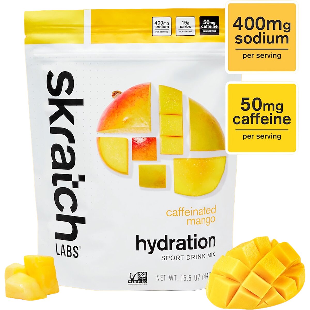 Image of Skratch Labs Hydration Sport Drink Mix - 20-Serving Bag Caffeinated Mango, 20-Serving Resealable Pouch