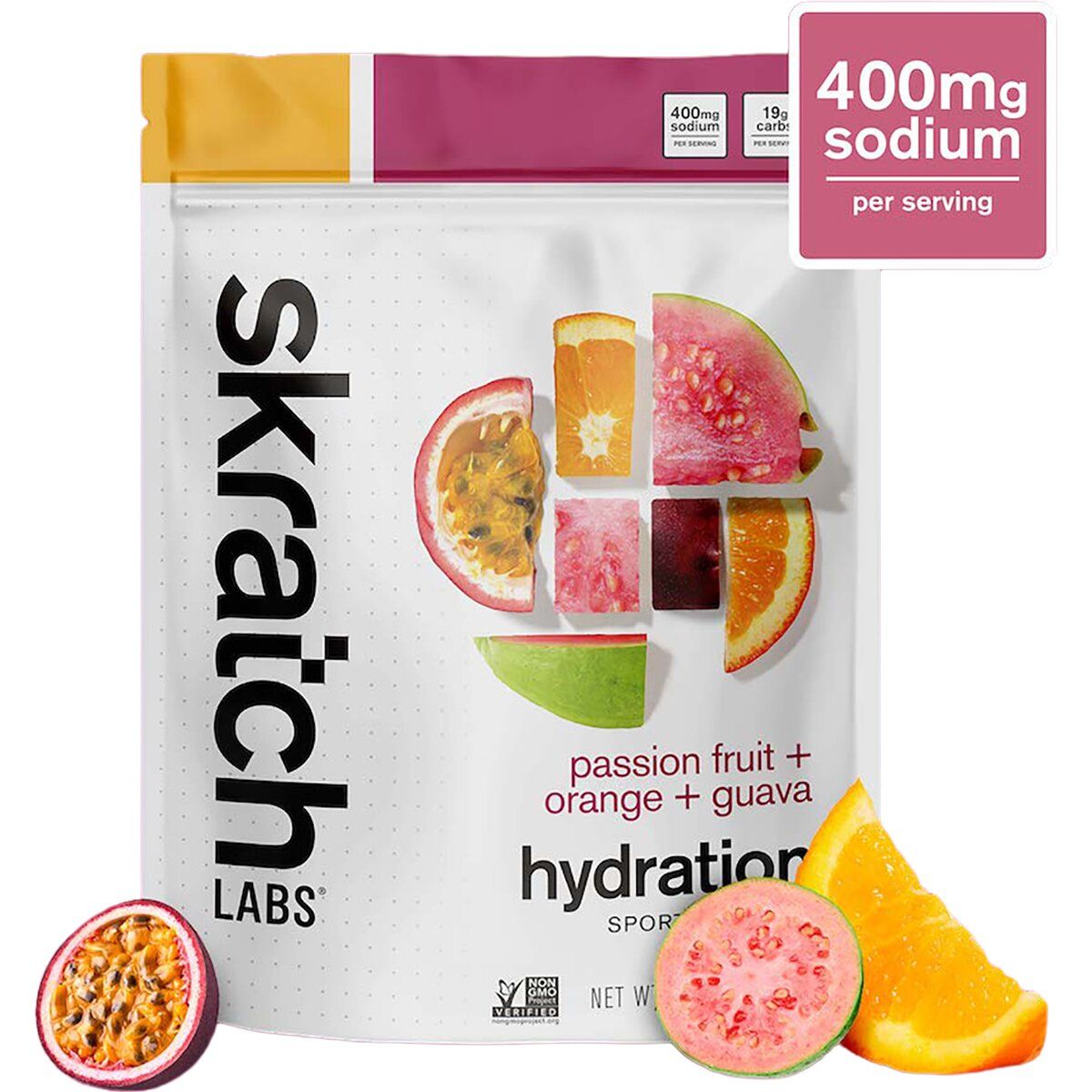 Image of Skratch Labs Hydration Sport Drink Mix - 60-Serving Bag Passion Fruit + Orange + Guava, 60-Serving Resealable Pouch