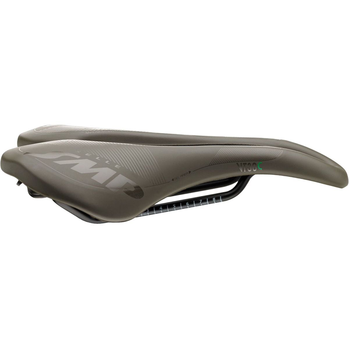 Image of Selle SMP VT30C-Gel with Carbon Rail Saddle Grey-Brown Gravel, 155mm