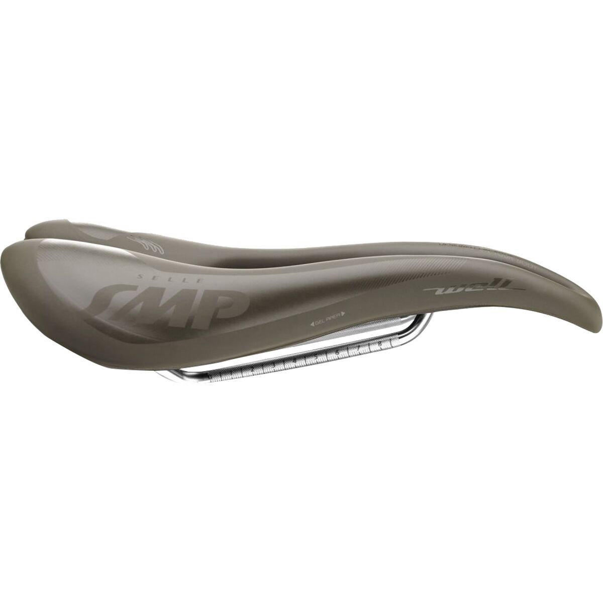 Image of Selle SMP Well-Gel with Carbon Rail Saddle Grey-Brown Gravel, 144mm