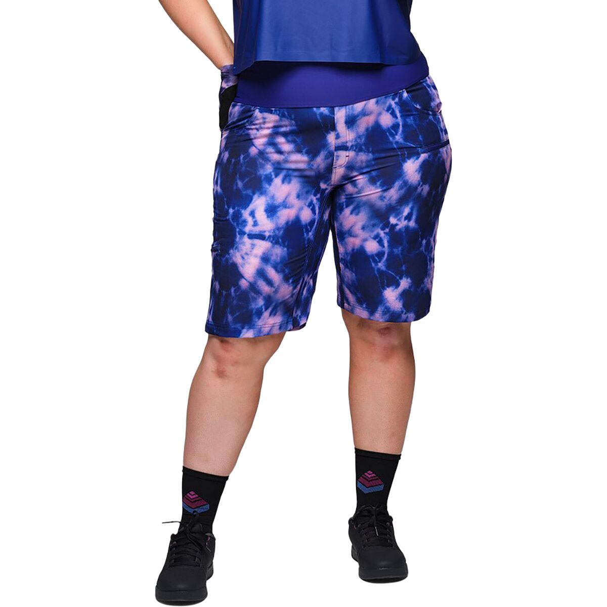 Image of SHREDLY Limitless - Stretch Waistband High-Rise 11in Short - Women's Midnight Tie Dye, 14