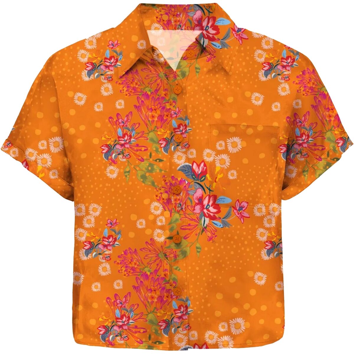 Image of SHREDLY Explorer Cropped Short-Sleeve Button-Up Jersey - Women's Flora Sol, XL