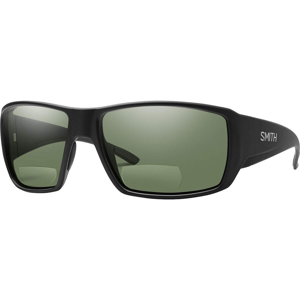 Image of Smith Guide's Choice Bifocal Polarized Sunglasses Matte Black/Gray Green 2.00 Polarized, One Size