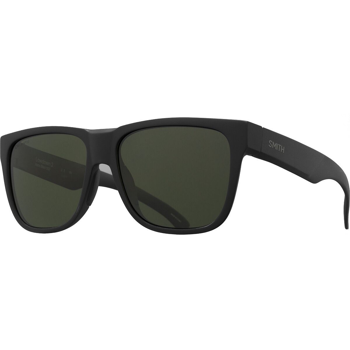 Image of Smith Lowdown 2 ChromaPop Polarized Sunglasses Matte Black/Polarized Gray Green, One Size