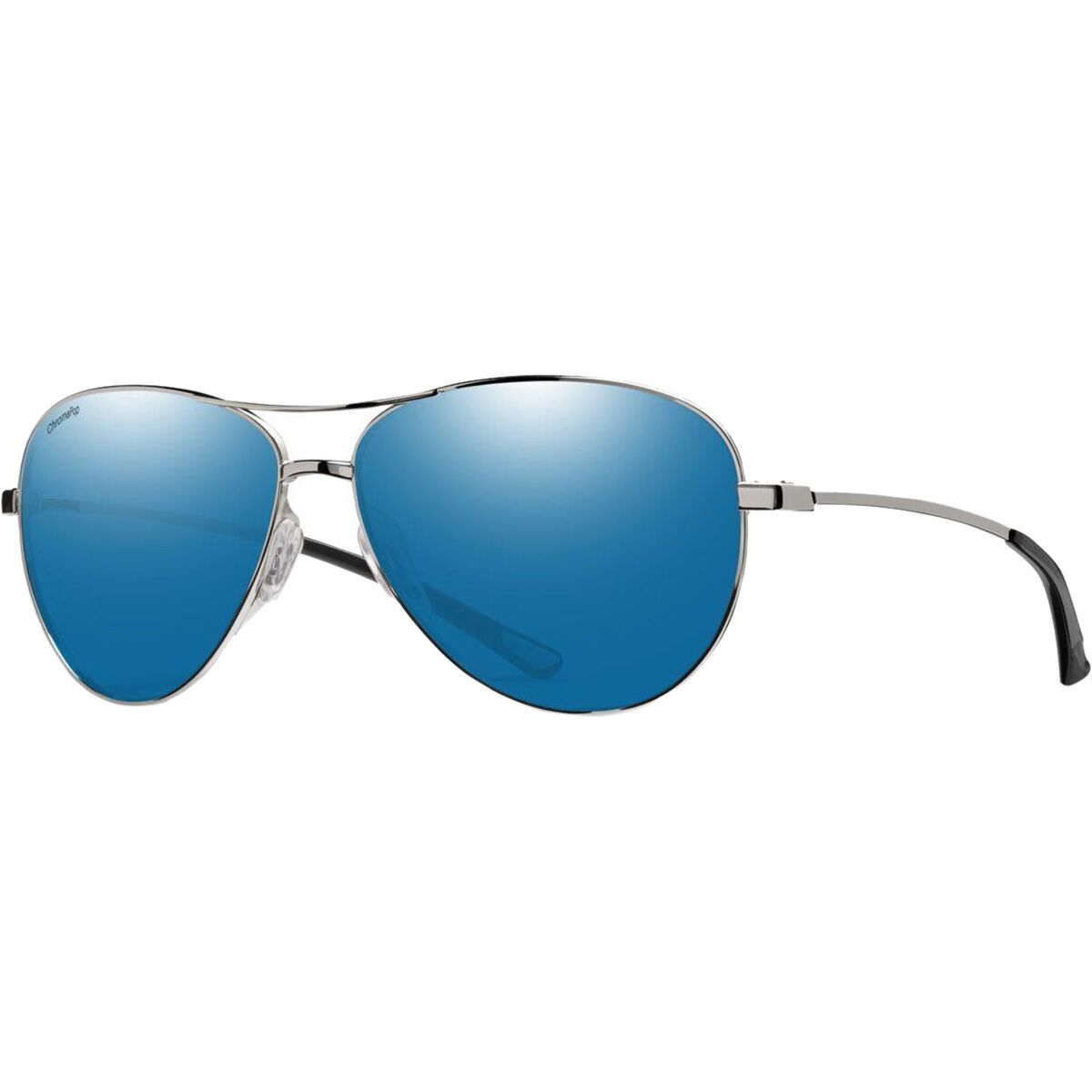 Image of Smith Langley Polarized Sunglasses Silver/ChromaPop Polarized Blue Mirror, One Size