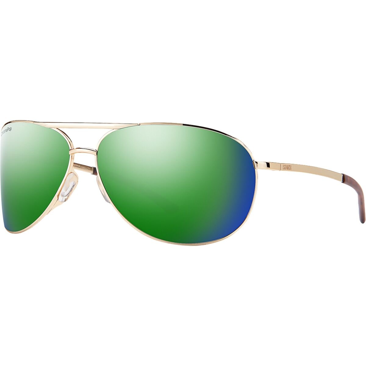 Image of Smith Serpico 2 Polarized Sunglasses Gold/ChromaPop Polarized Green Mirror, One Size