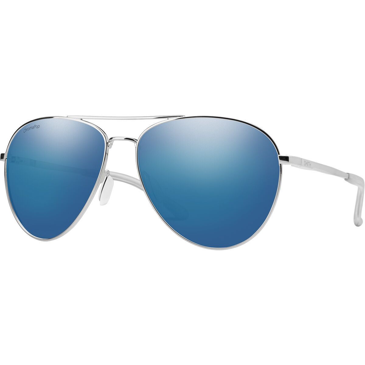 Image of Smith Layback Polarized Sunglasses Silver/ChromaPop Polarized Blue Mirror, One Size