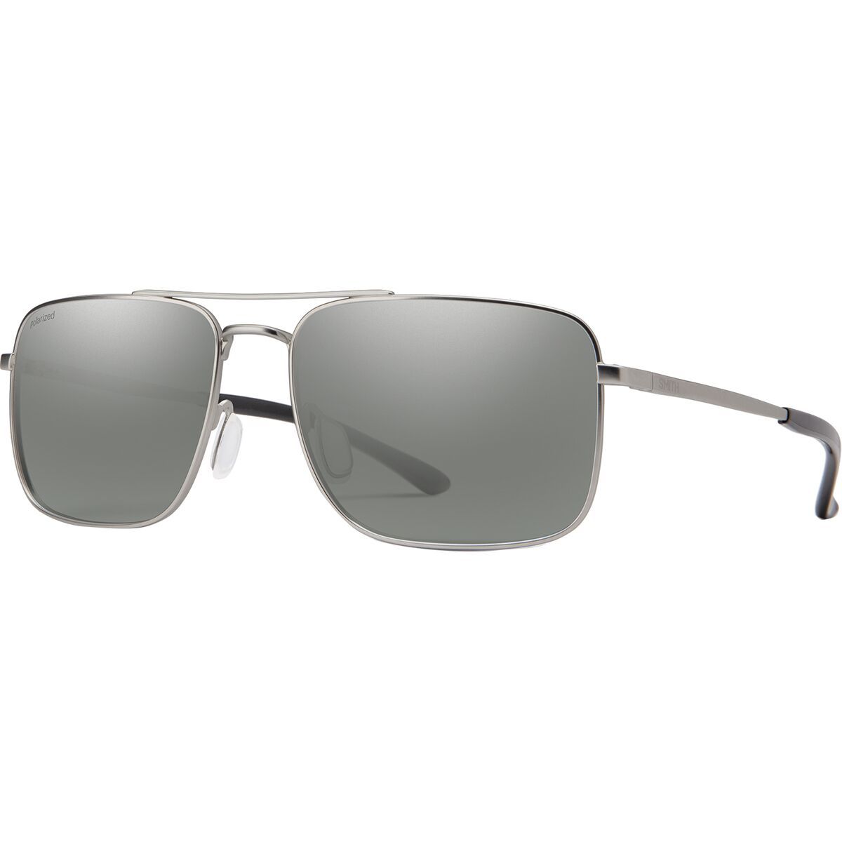 Smith Outcome Polarized Sunglasses Matte Silver/Polarized Platinum Mirror, One Size