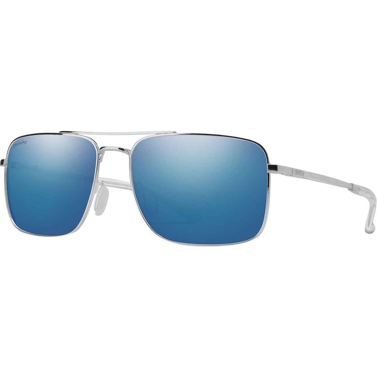 Image of Smith Outcome Polarized Sunglasses Silver/ChromaPop Polarized Blue Mirror, One Size