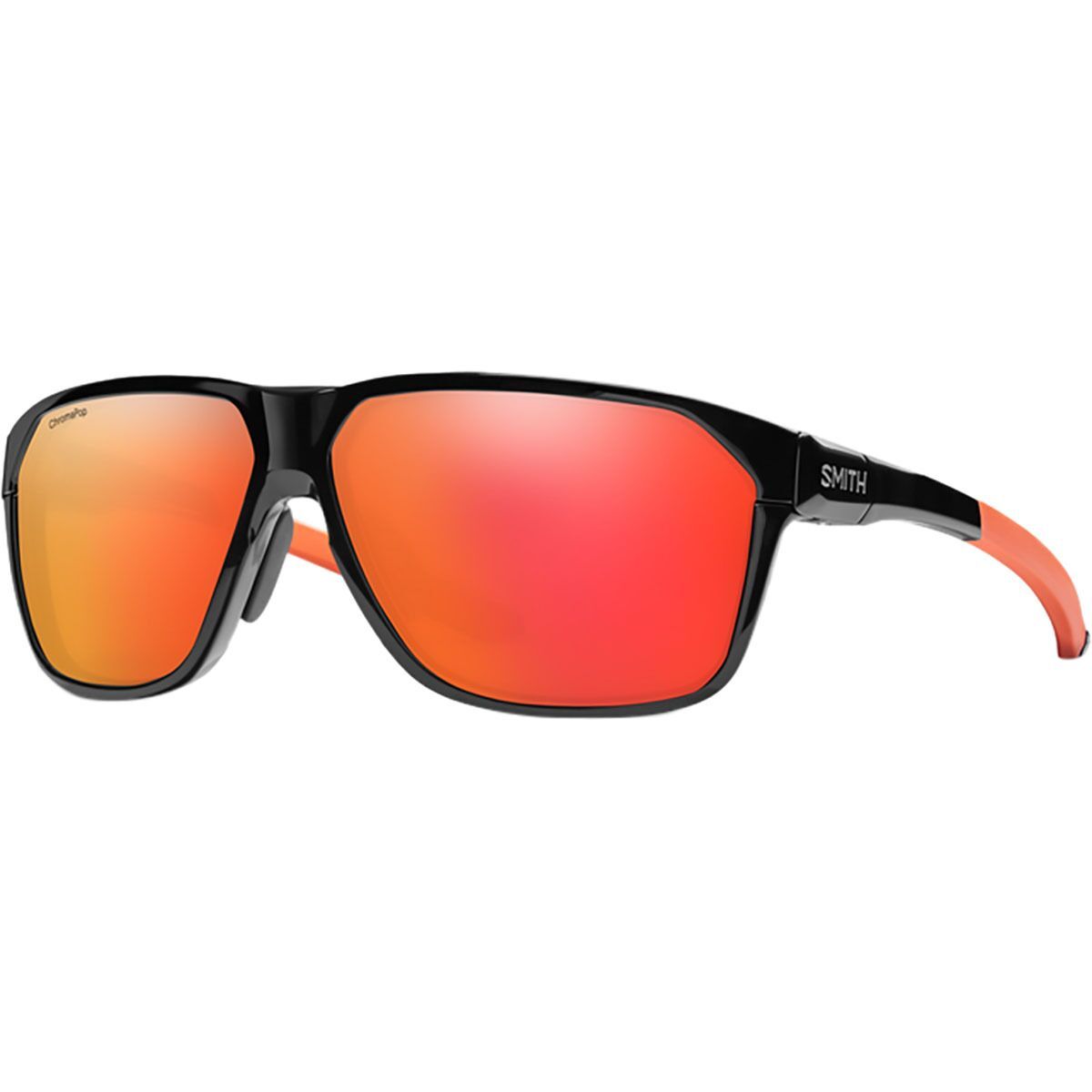 Smith Leadout Pivlock Polarized Sunglasses Black/Cinder/ChromaPop Red Mirror, One Size