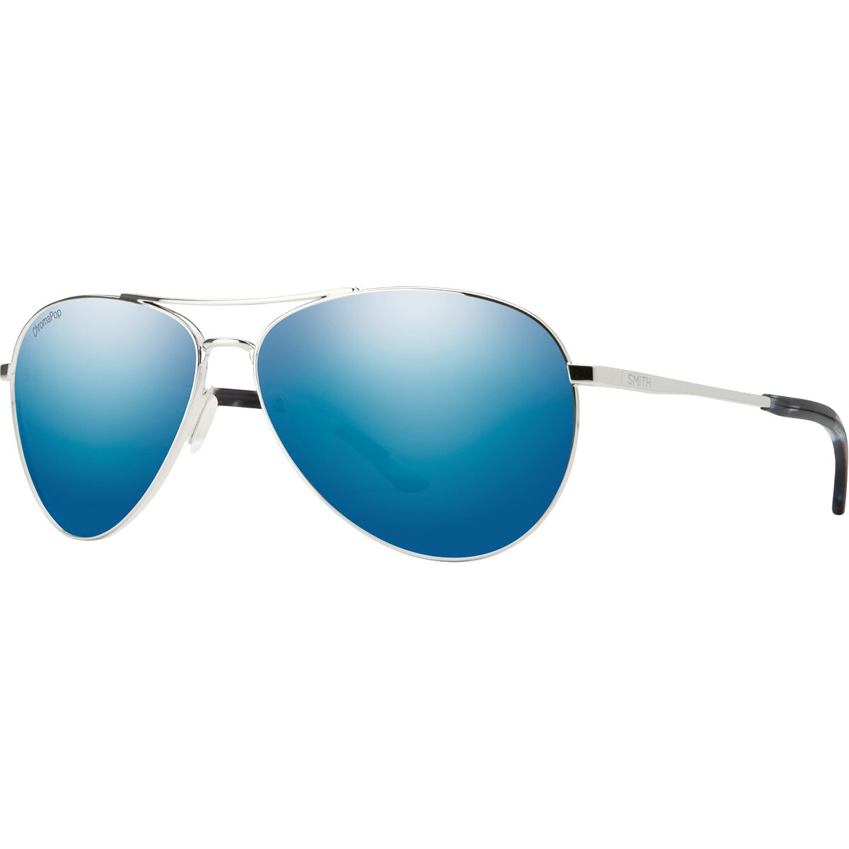 Image of Smith Langley 2 ChromaPop Sunglasses Silver/ChromaPop Polarized Blue Mirror, One Size
