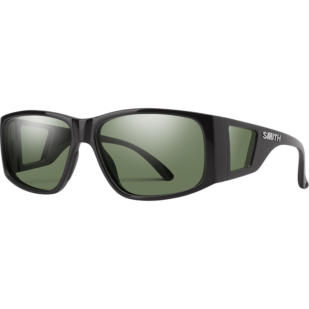 Image of Smith Monroe Peak ChromaPop Sunglasses Black/ChromaPop Gray Green, One Size