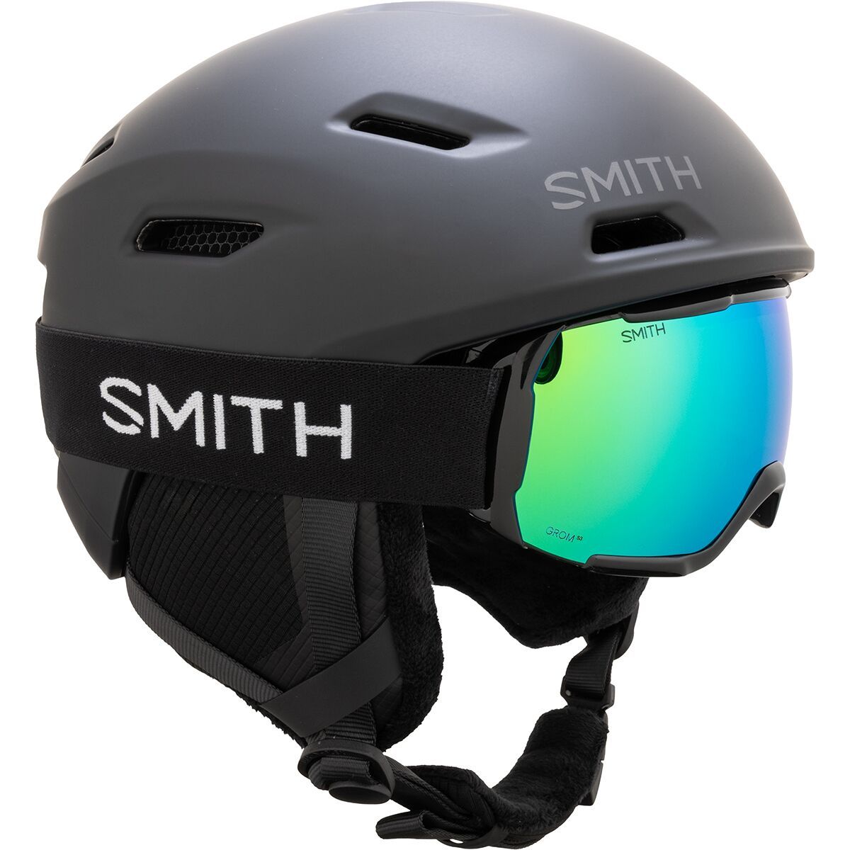 Smith Descend Jr. Mips Helmet + Grom ChromaPop Goggles - Kids' Matte Black, Black, M