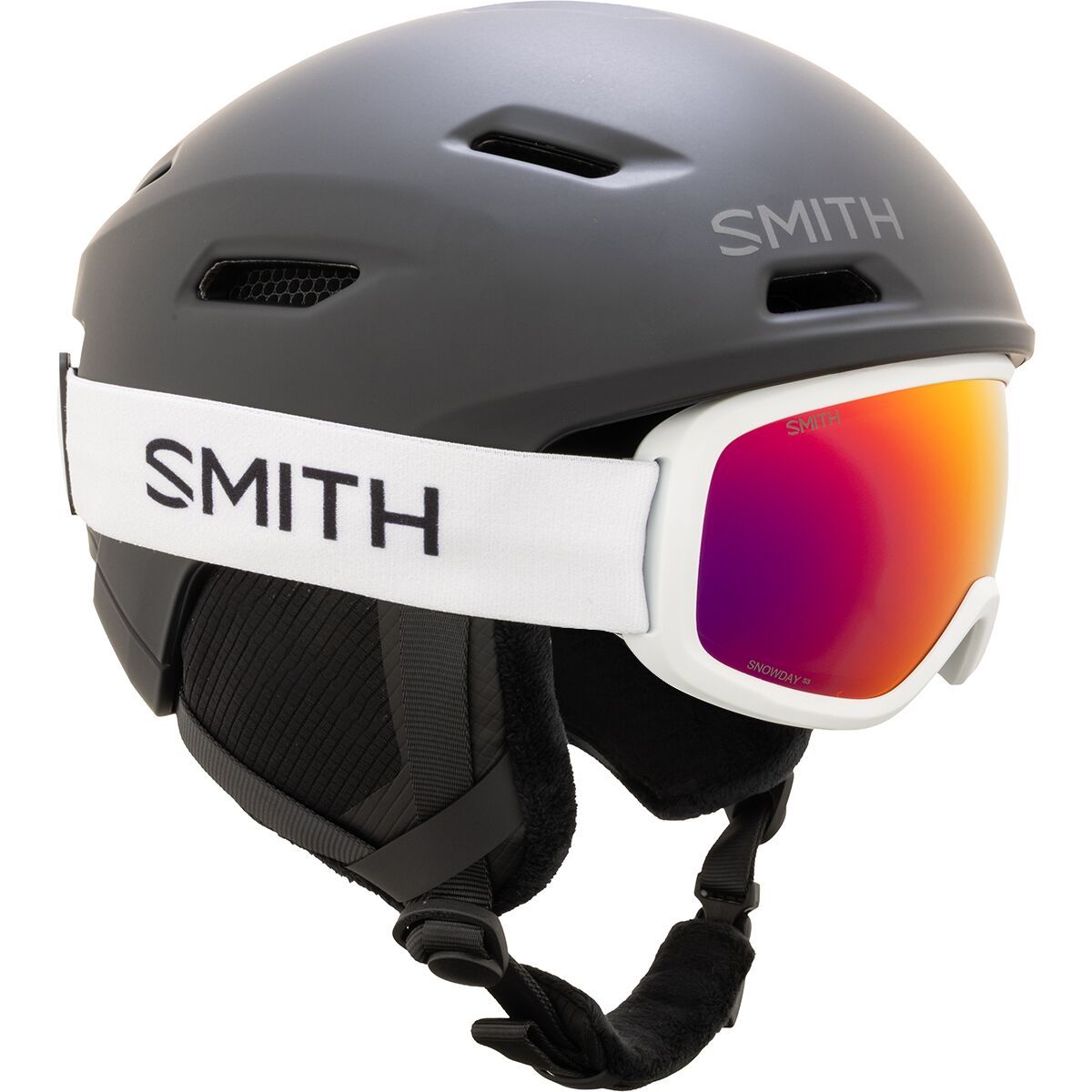 Smith Descend Jr. Mips Helmet + Snowday Goggles - Kids' Matte Black, White, M