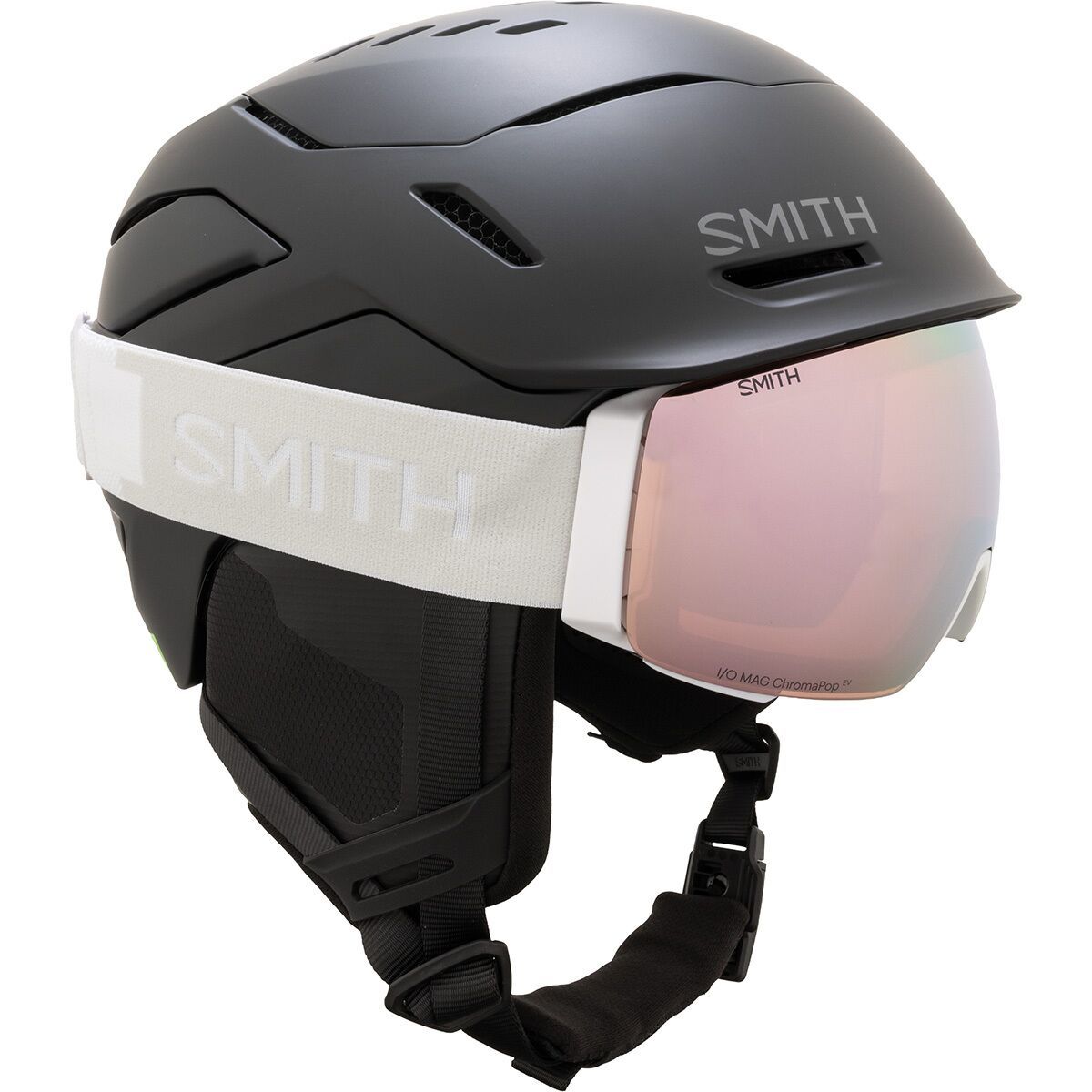 Image of Smith Vantage 2 Mips Helmet + I/O MAG ChromaPop Goggles Matte Black, White Vapor, L