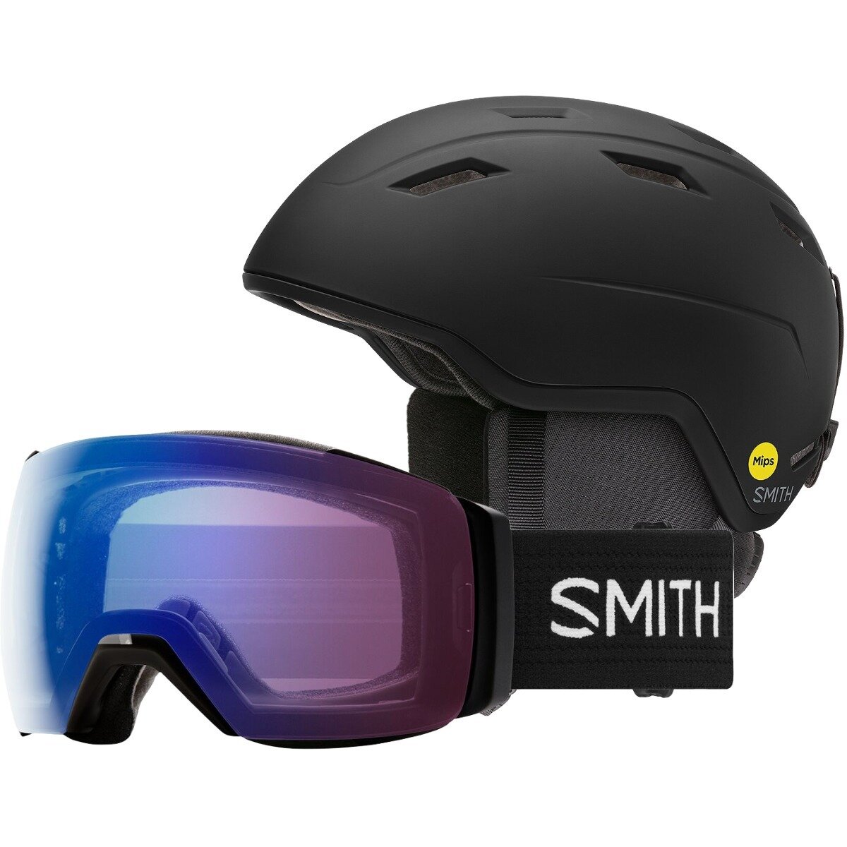 Smith Mondo MIPS Helmet + I/O MAG XL ChromaPop Goggle Matte Blk,Trilogy/Chrmpop Sun Blk, S,One Size