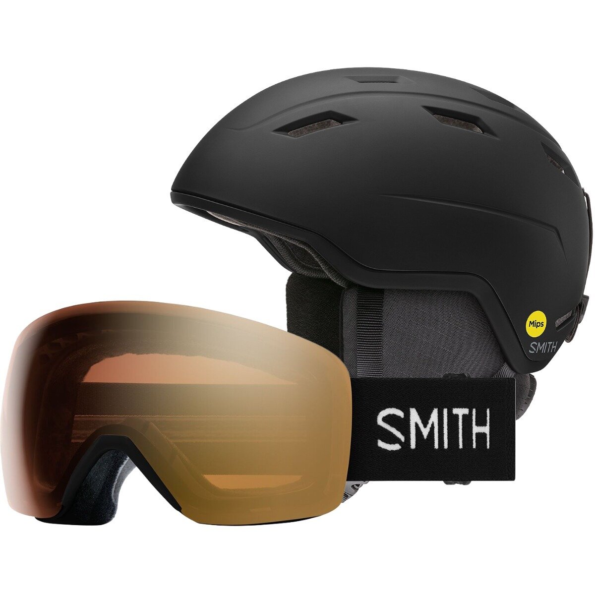 Image of Smith Mondo MIPS Helmet + Skyline ChromaPop Goggle Matte Blk,Blk, S,One Size