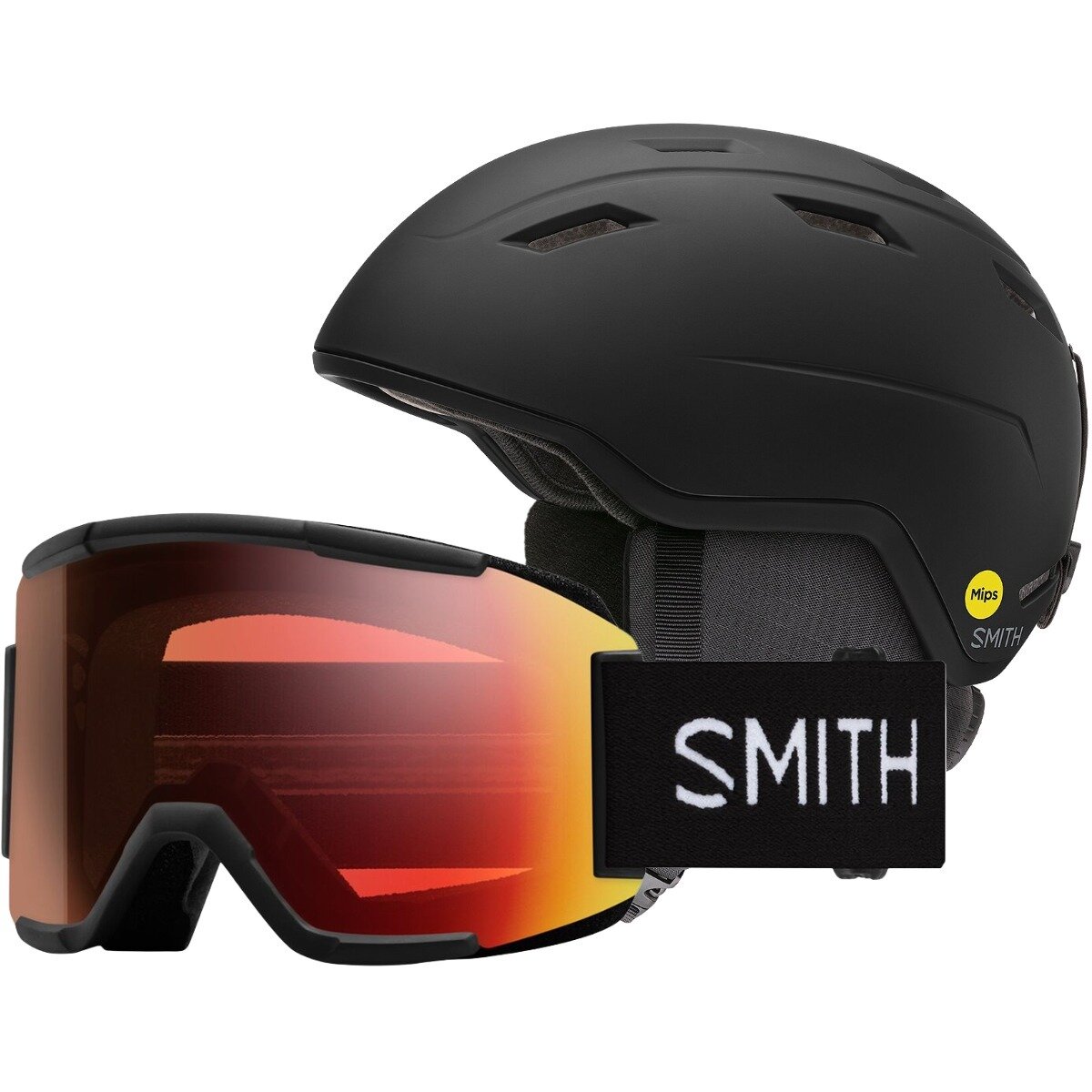 Image of Smith Mondo MIPS Helmet + Squad Goggle Matte Blk,Blk, L,One Size