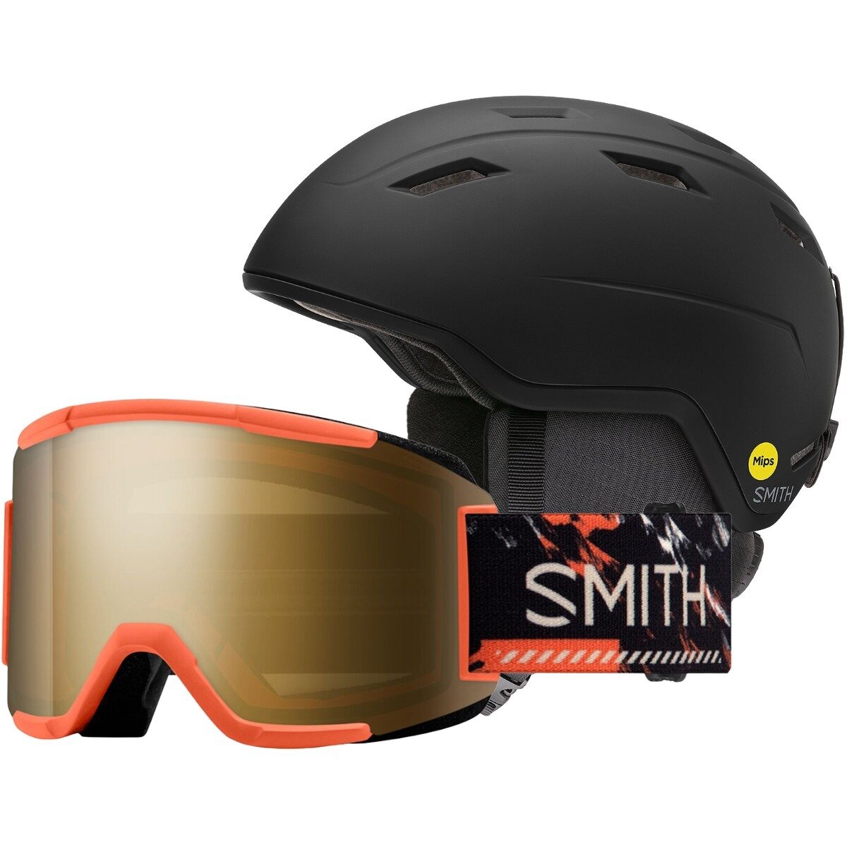 Smith Mondo MIPS Helmet + Squad Goggle Matte Blk,Cinder Chop Up, M,One Size