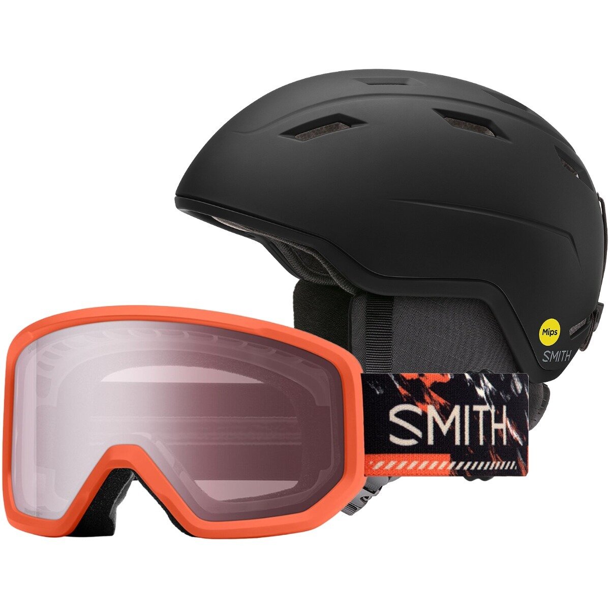 Smith Mondo MIPS Helmet + Transfer Goggle Matte Black,Cinder Chop Up, M,One Size