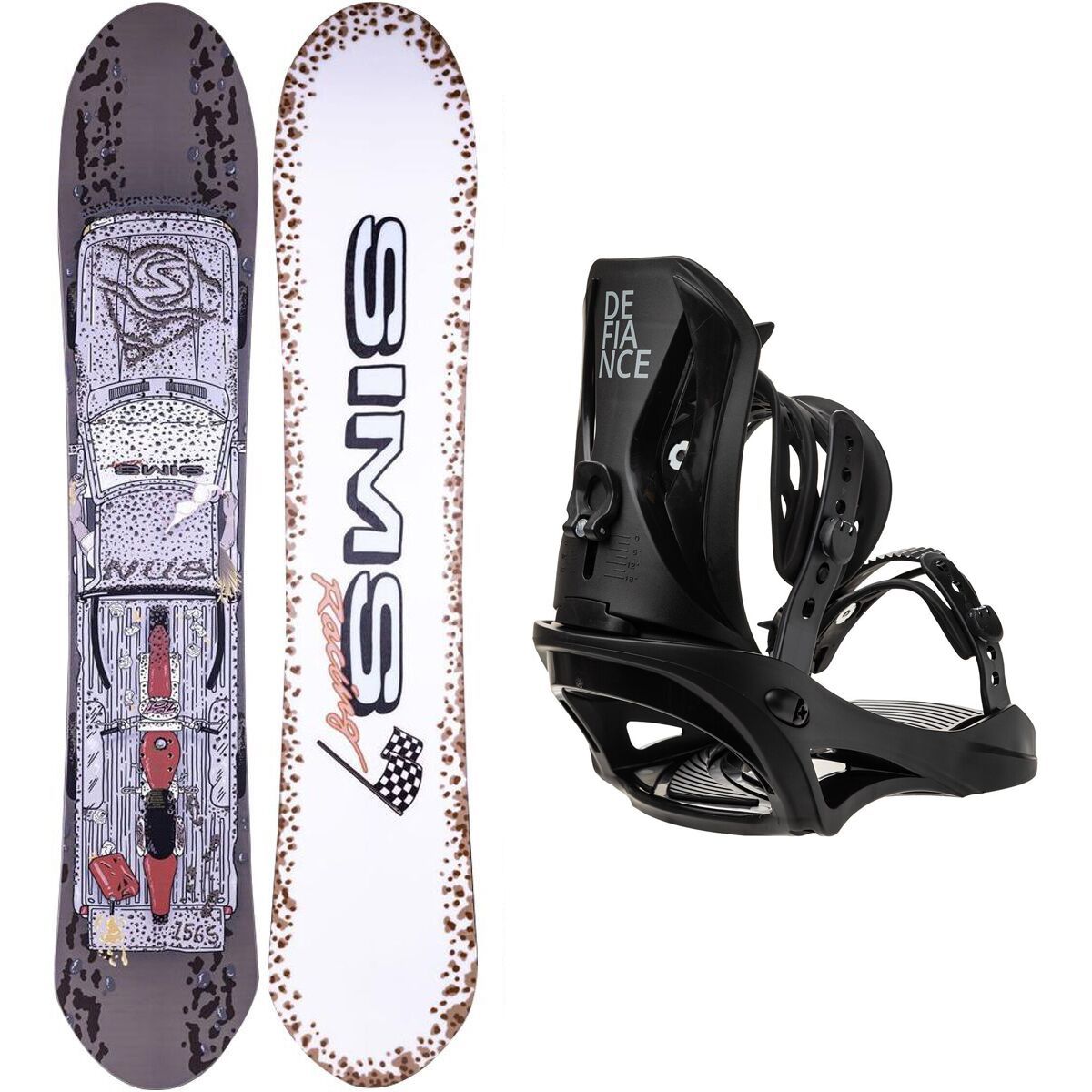 SIMS Snowboards Nub Snowboard + Defiance G1 Binding 151cm, L