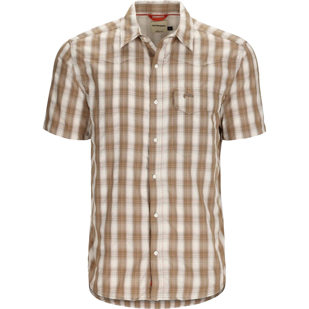 Image of Simms Big Sky Short-Sleeve Shirt - Men's Driftwood Plaid, S